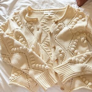 Heartloom Cream Textured Knit Cardigan
